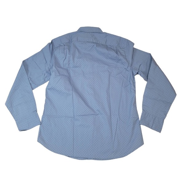 New J.Crew Factory Slim Untucked Flex Washed Dotted Blue Black Button Down - Picture 8 of 9